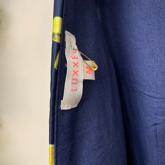 Luxxel Navy and Yellow floral print dress w/ bow - Picture 8 of 9